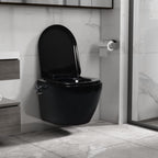 Vidaxl hangend toilet randloos met bidetfunctie keramiek zwart