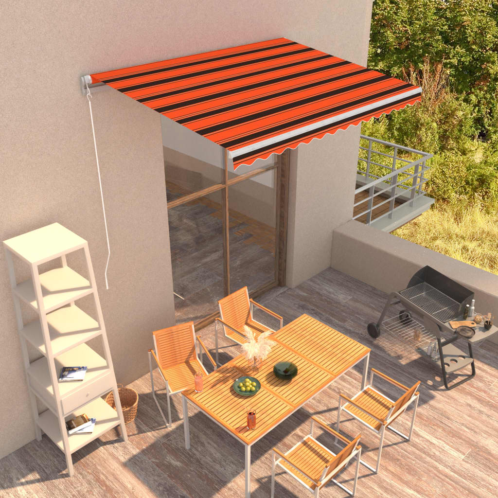 Vidaxl luifel handmatig uittrekbaar 350x250 cm oranje en bruin