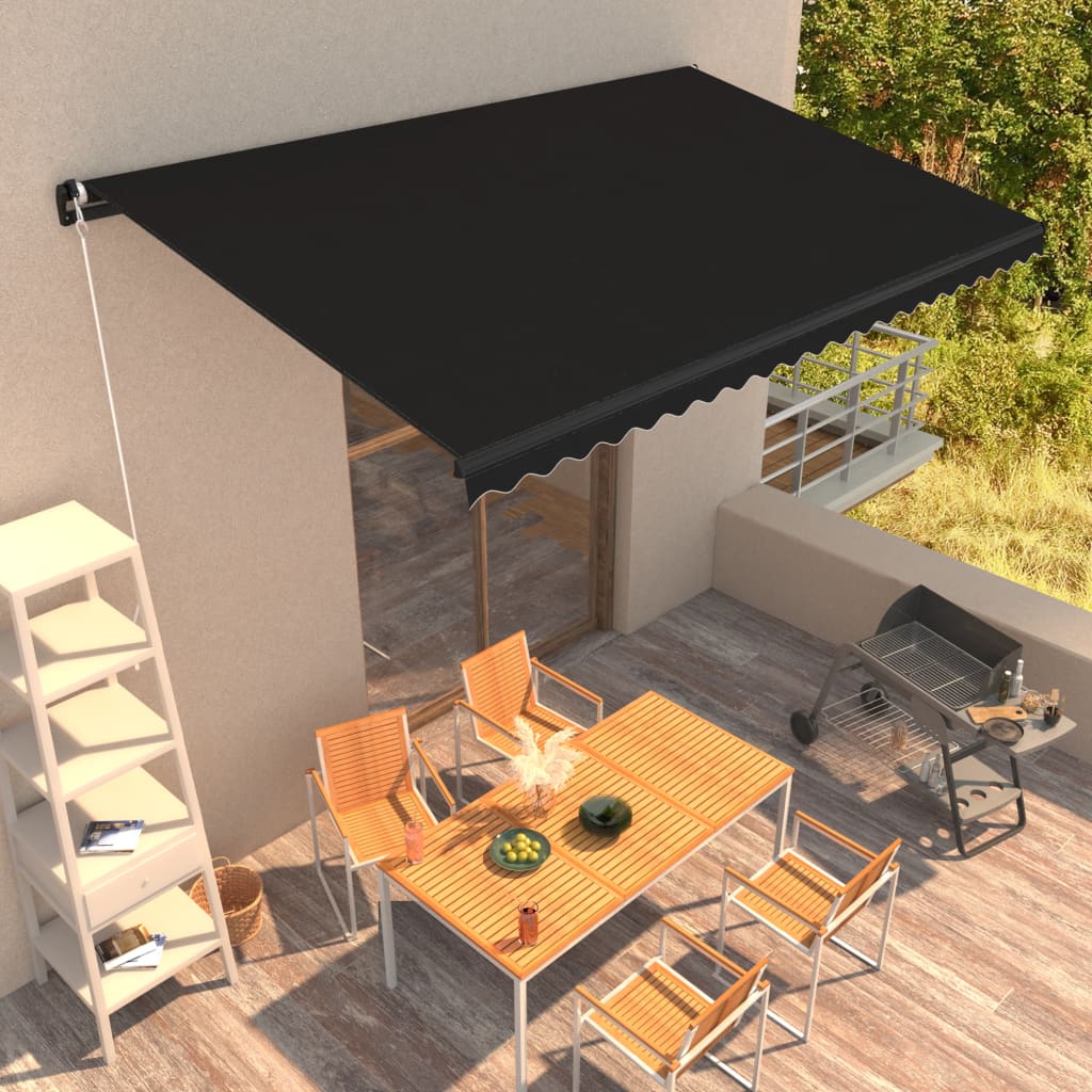 VidaXL Luifel handmatig uittrekbaar 450x300 cm antraciet