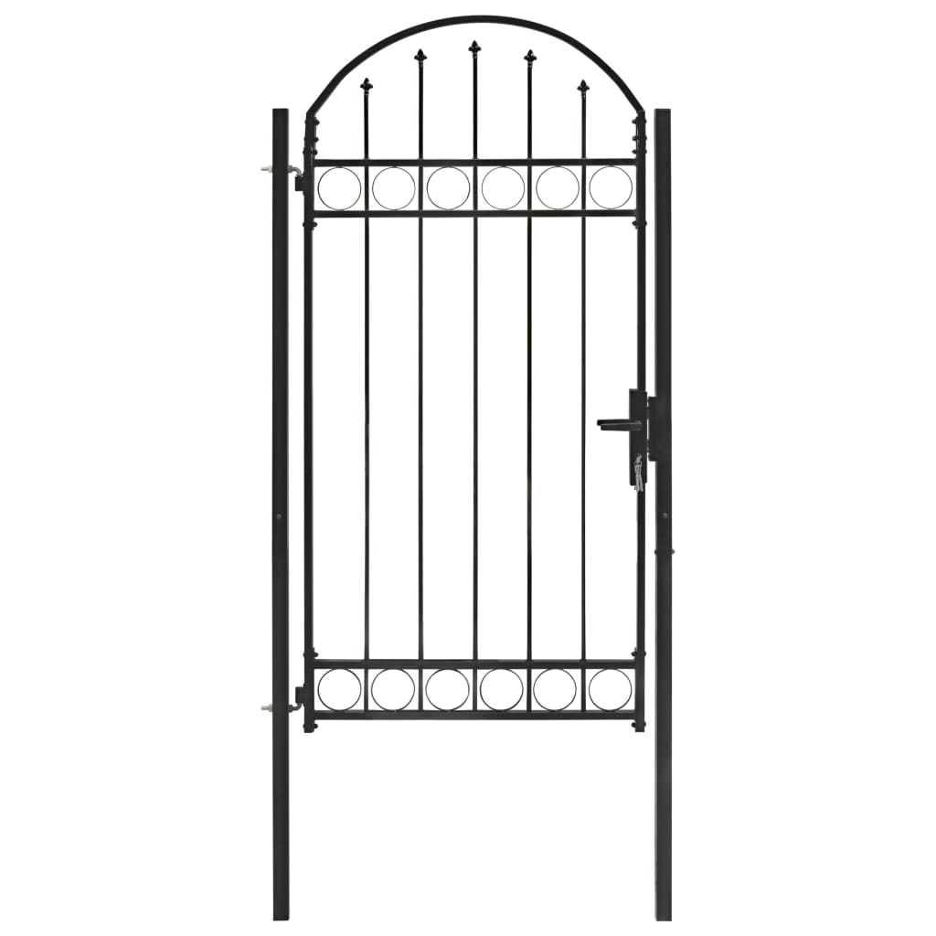 Vidaxl poort met gebogen bovenkant 100x250 cm staal zwart