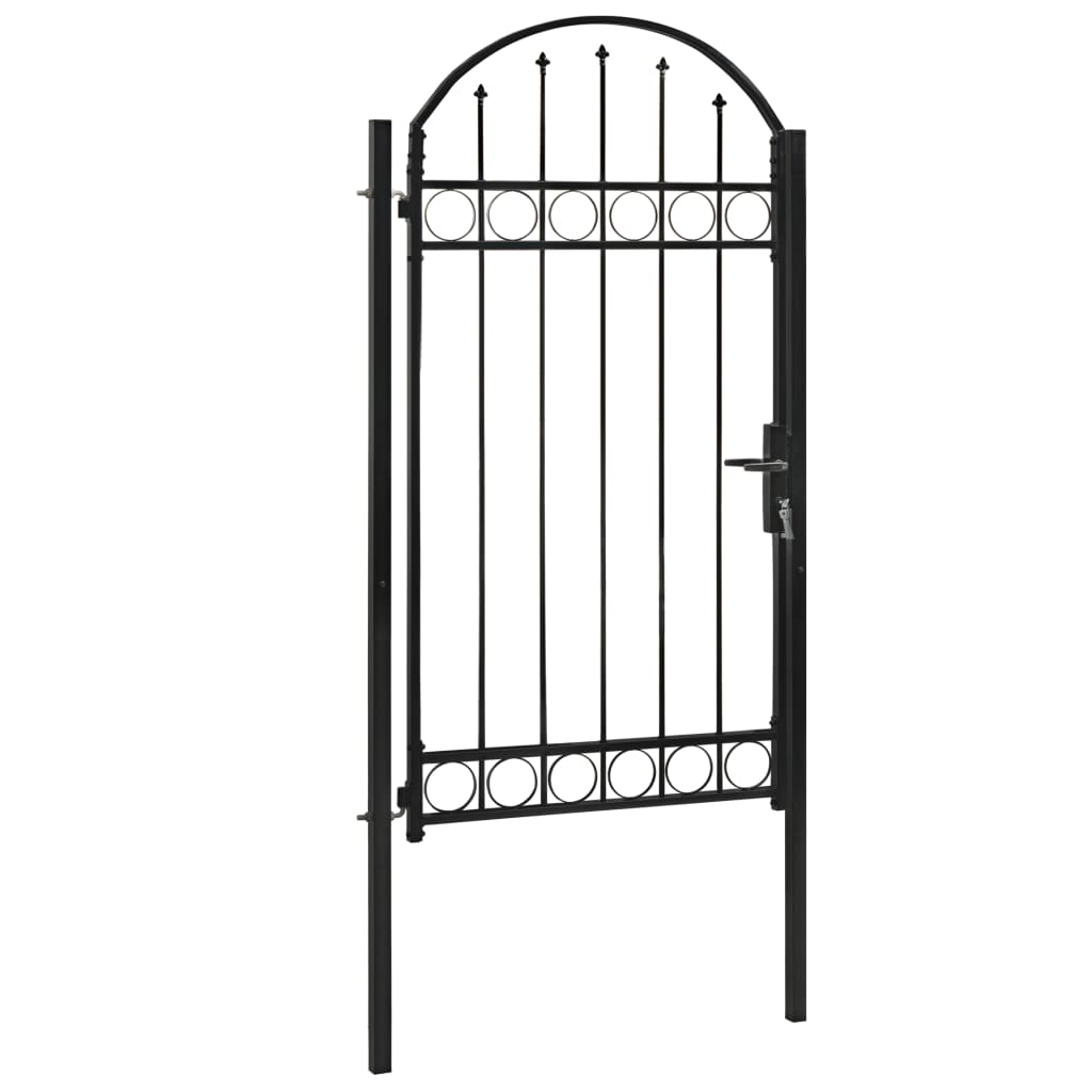 Vidaxl poort met gebogen bovenkant 100x250 cm staal zwart