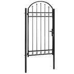 Vidaxl poort met gebogen bovenkant 100x250 cm staal zwart