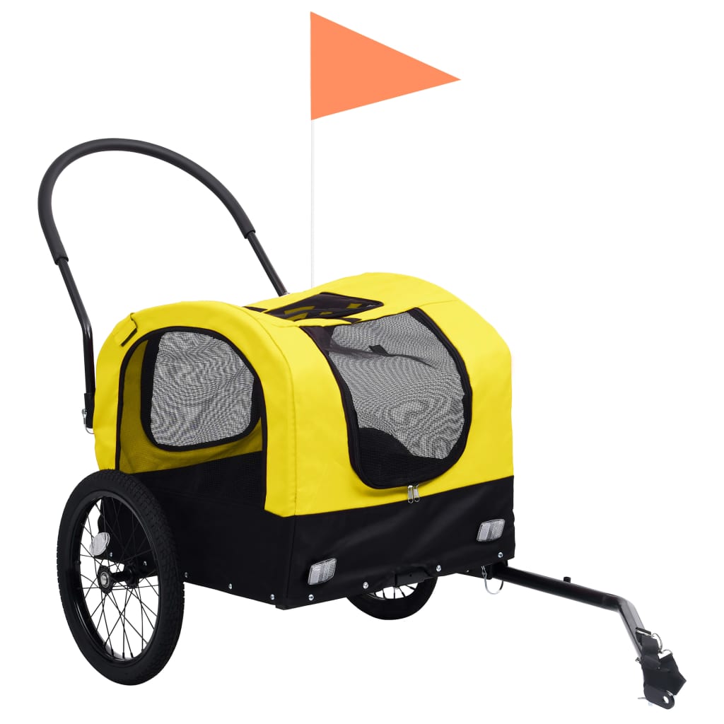 Vidaxl fietstrailer en hondenwagen 2-in-1 geel en zwart