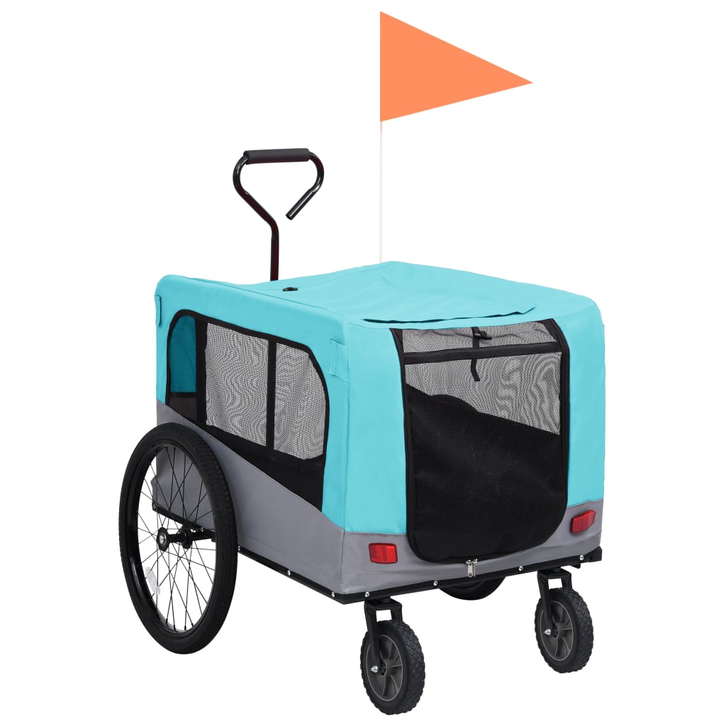 Vidaxl fietstrailer en hondenwagen 2-in-1 blauw en grijs