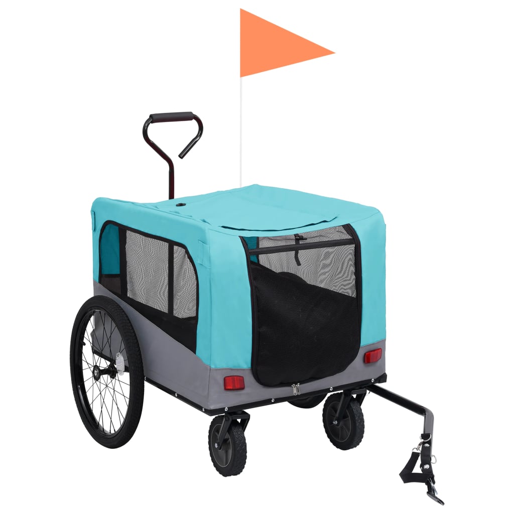 Vidaxl fietstrailer en hondenwagen 2-in-1 blauw en grijs
