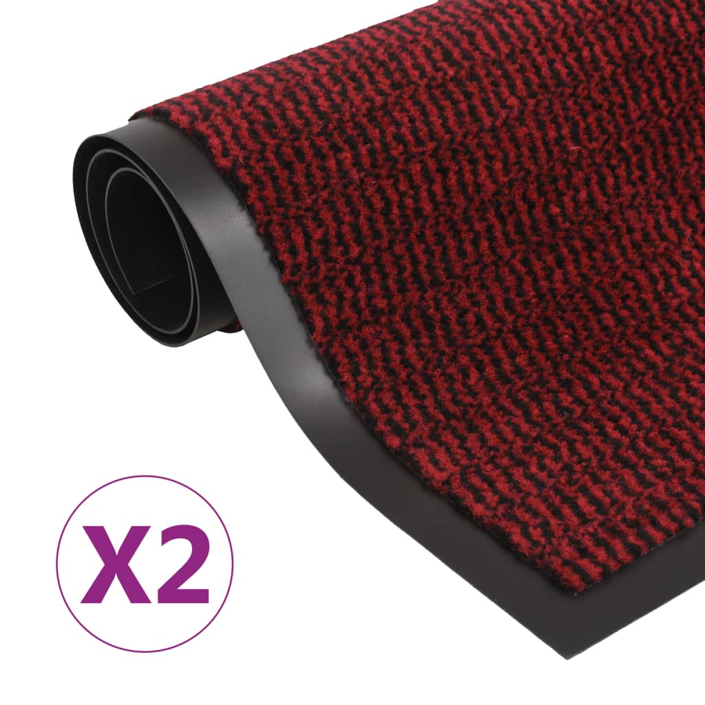 Vidaxl droogloopmatten 2 st rechthoekig getuft 120x180 cm rood