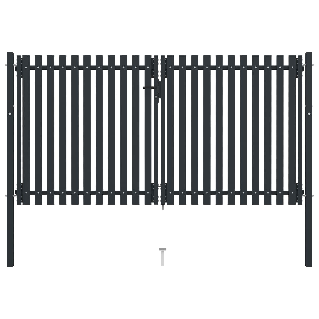 VidaXL Poort dubbel 306x200 cm staal antraciet