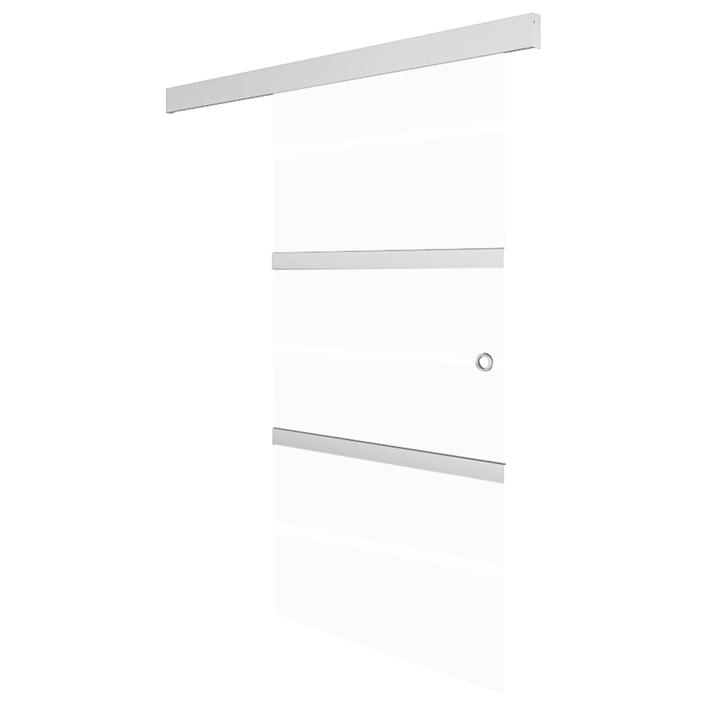 Vidaxl schuifdeur 76x212 cm esg-glas en aluminium zilverkleurig