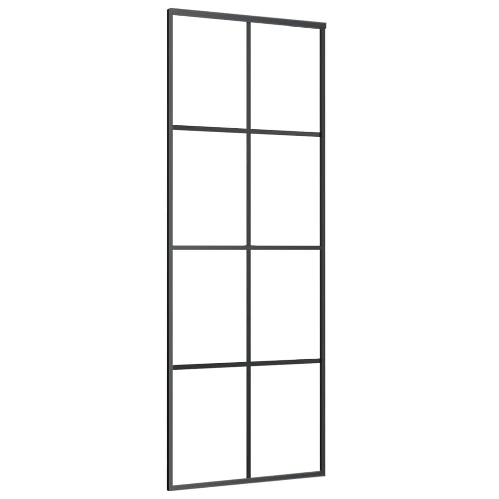 Vidaxl schuifdeur 76x205 cm aluminium en esg-glas zwart
