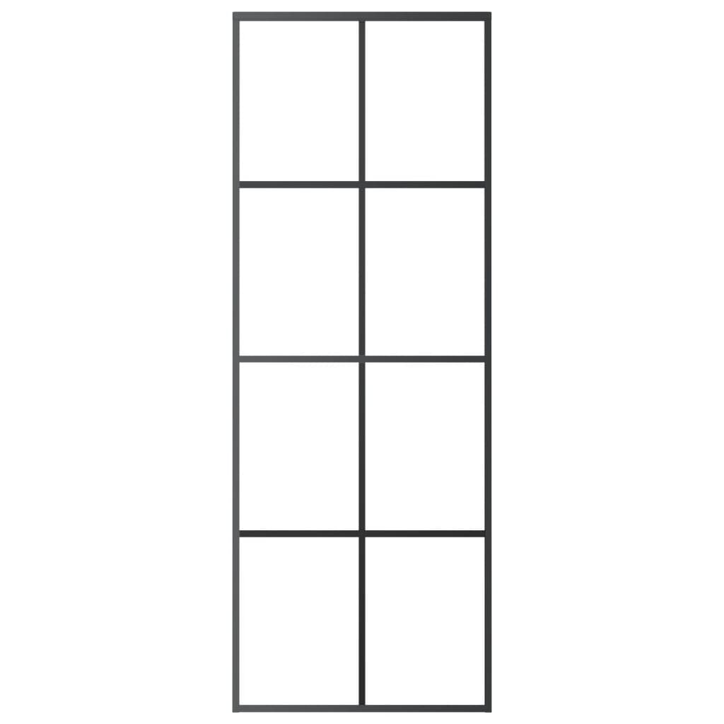 Vidaxl schuifdeur 76x205 cm aluminium en esg-glas zwart
