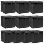 Vidaxl opbergboxen met deksel 10 st 32x32x32 cm stof zwart