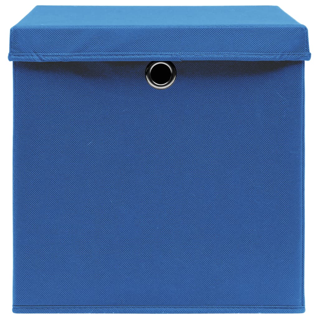 Vidaxl opbergboxen met deksel 10 st 32x32x32 cm stof blauw