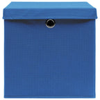 Vidaxl opbergboxen met deksel 10 st 32x32x32 cm stof blauw