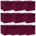 Vidaxl opbergboxen met deksel 10 st 32x32x32 cm stof donkerrood