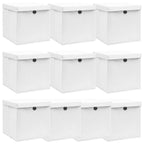Vidaxl opbergboxen met deksel 10 st 32x32x32 cm stof wit