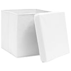 Vidaxl opbergboxen met deksel 10 st 32x32x32 cm stof wit
