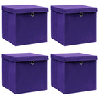 Vidaxl opbergboxen met deksel 4 st 32x32x32 cm stof paars