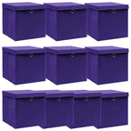 Vidaxl opbergboxen met deksel 10 st 32x32x32 cm stof paars
