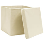 Vidaxl opbergboxen met deksel 4 st 32x32x32 cm stof crèmekleurig