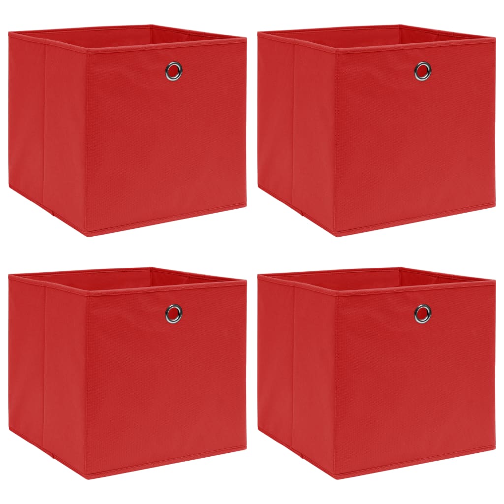 Vidaxl opbergboxen 4 st 32x32x32 cm stof rood