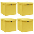 Vidaxl opbergboxen met deksel 4 st 32x32x32 cm stof geel