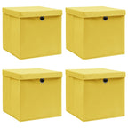 Vidaxl opbergboxen met deksel 4 st 32x32x32 cm stof geel