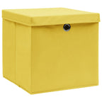 Vidaxl opbergboxen met deksel 4 st 32x32x32 cm stof geel