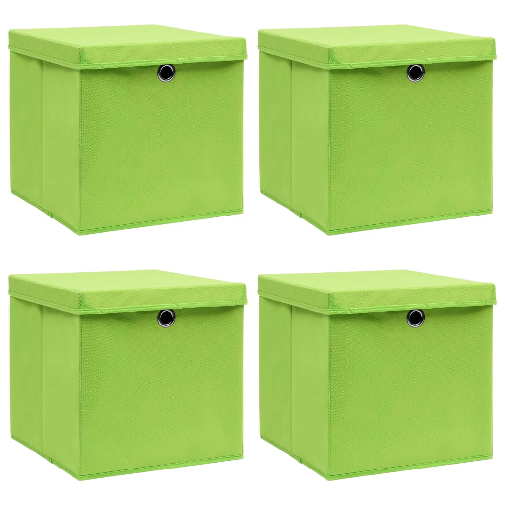 Vidaxl opbergboxen met deksel 4 st 32x32x32 cm stof groen