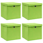 Vidaxl opbergboxen met deksel 4 st 32x32x32 cm stof groen