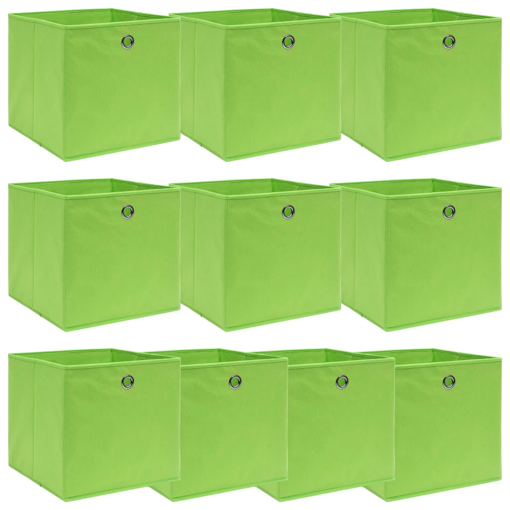 Vidaxl opbergboxen 10 st 32x32x32 cm stof groen
