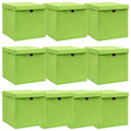 Vidaxl opbergboxen met deksel 10 st 32x32x32 cm stof paars