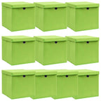 Vidaxl opbergboxen met deksel 10 st 32x32x32 cm stof paars