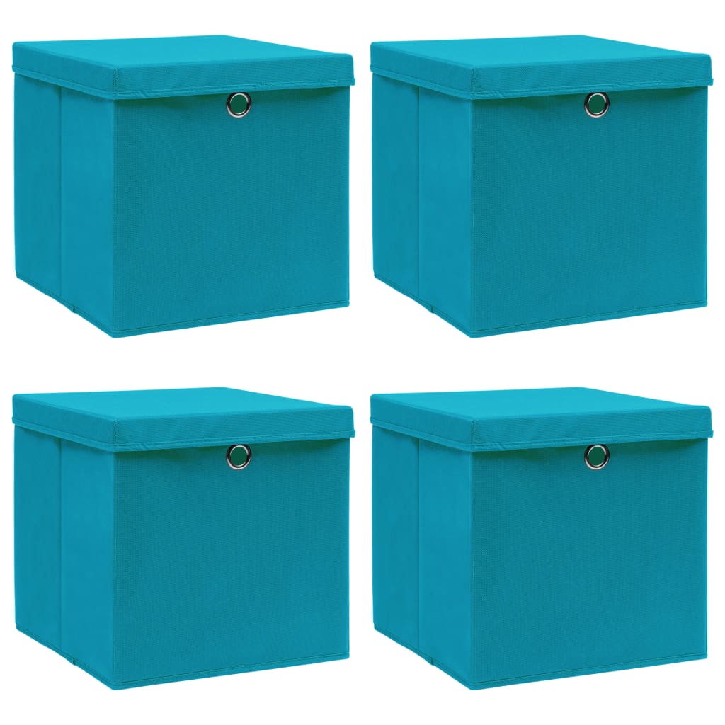 Vidaxl opbergboxen met deksel 4 st 32x32x32 cm stof babyblauw