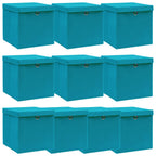 Vidaxl opbergboxen met deksel 10 st 32x32x32 cm stof babyblauw