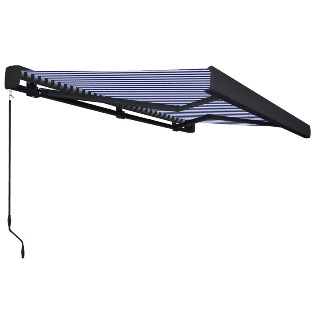 VidaXL Luifel handmatig 350x250 cm blauw en wit