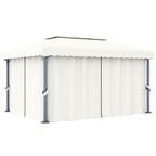 VidaXL Prieel met gordijn 4x3 m aluminium crèmewit