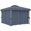 VidaXL Prieel met gordijn 3x3 m aluminium antraciet