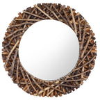 Vidaxl wandspiegel rond 60 cm teakhout