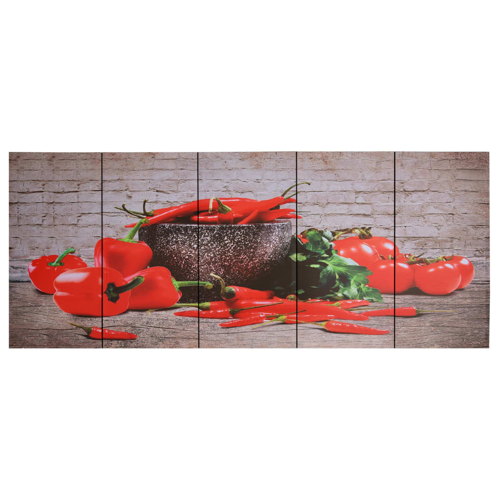 VidaXL Wandprintset paprika 150x60 cm canvas meerkleurig