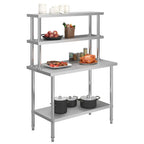 Vidaxl keukenwerktafel met bovenschap 120x60x150 cm roestvrij staal