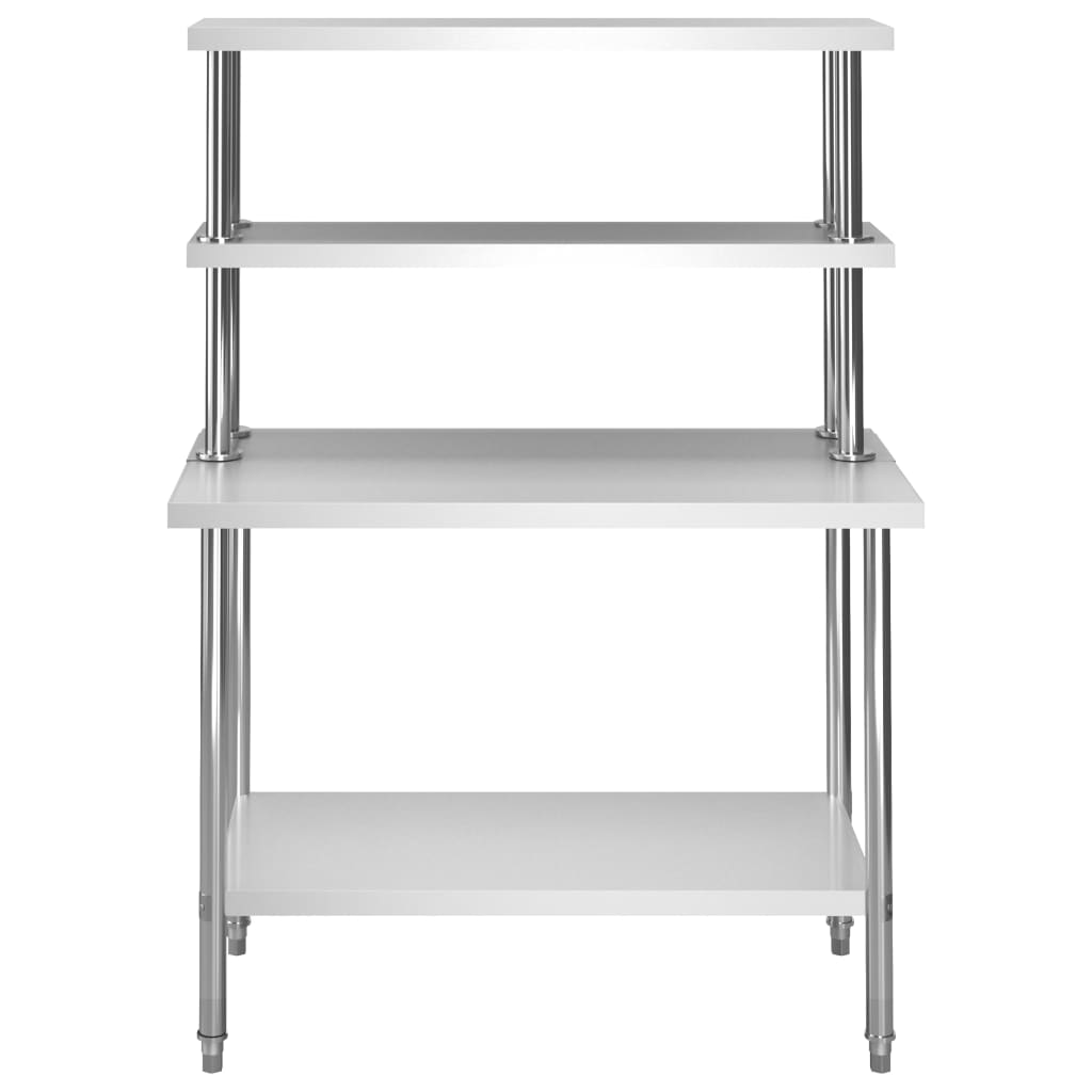 Vidaxl keukenwerktafel met bovenschap 120x60x150 cm roestvrij staal