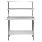 Vidaxl keukenwerktafel met bovenschap 120x60x150 cm roestvrij staal
