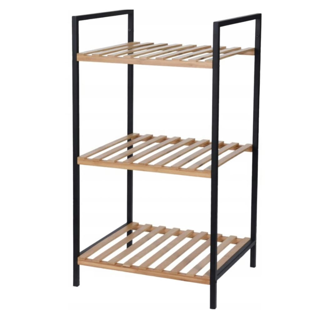 Excellent houseware handdoekenrek 3 etages 38x32x70 cm bamboe metaal zwart