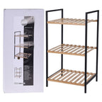 Excellent houseware handdoekenrek 3 etages 38x32x70 cm bamboe metaal zwart