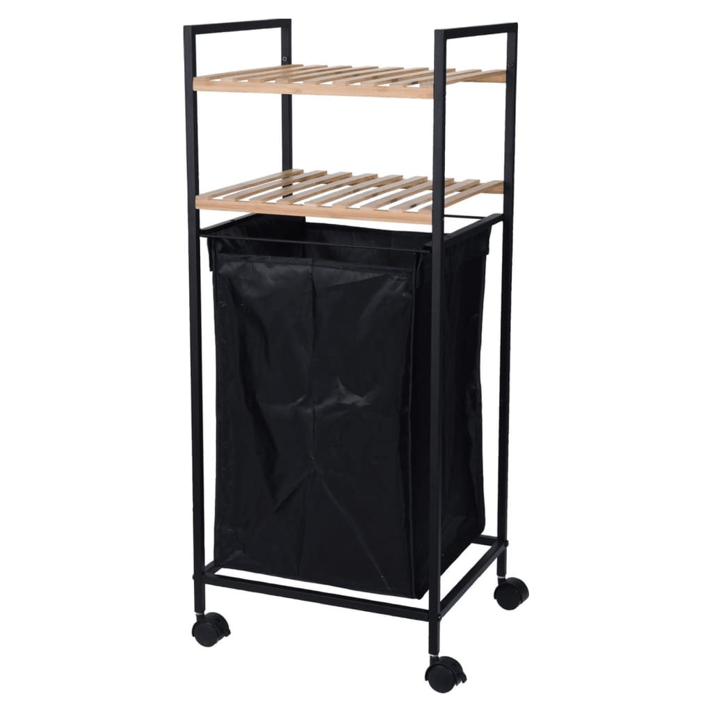 Bathroom solutions opbergrek met 2 schappen en wasmand 89,5 cm bamboe