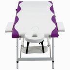 Vidaxl massagetafel inklapbaar 3 zones aluminium wit en paars
