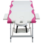 Vidaxl massagetafel inklapbaar 3 zones aluminium wit en roze