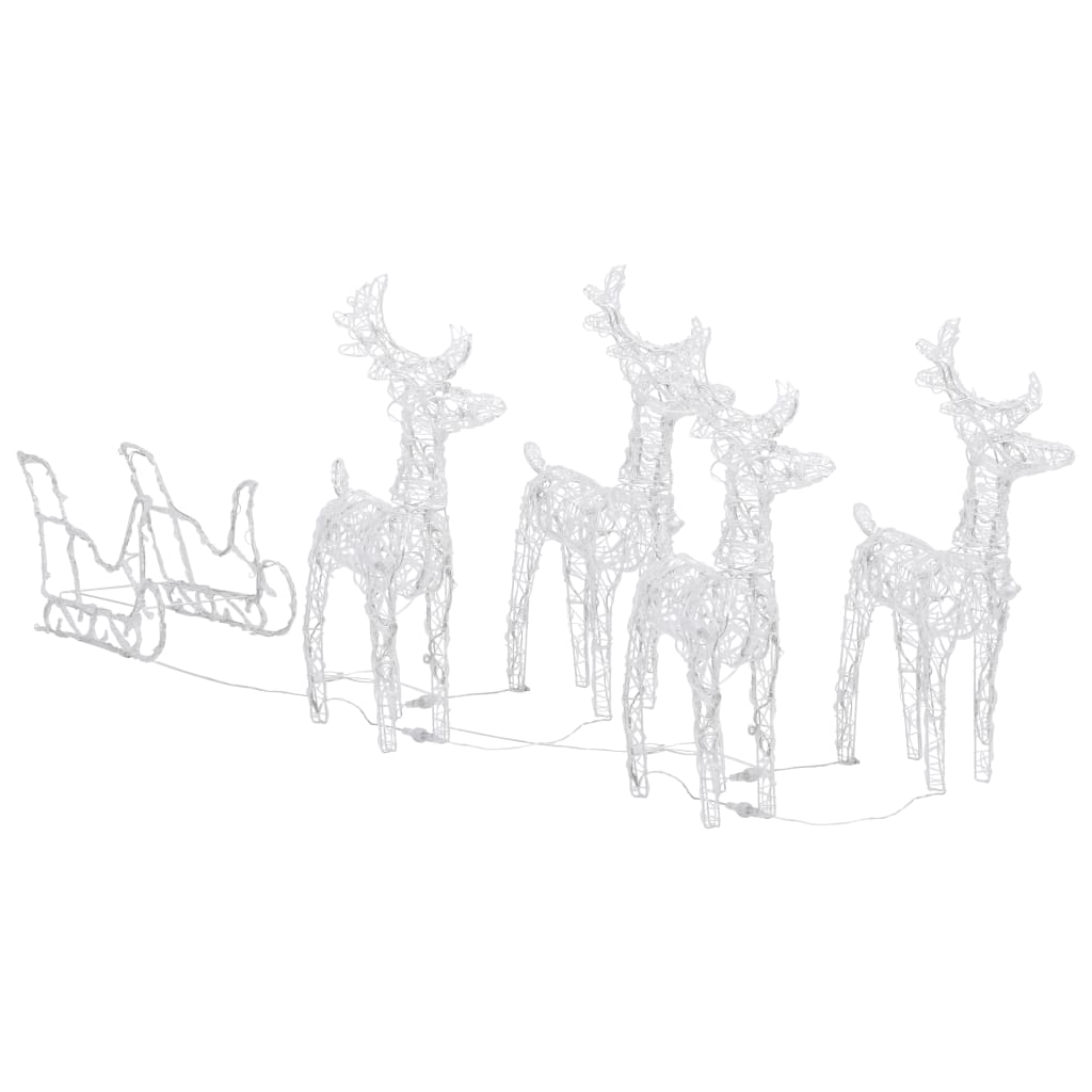 Vidaxl kerstdecoratie rendieren en slee 280x28x55 cm acryl