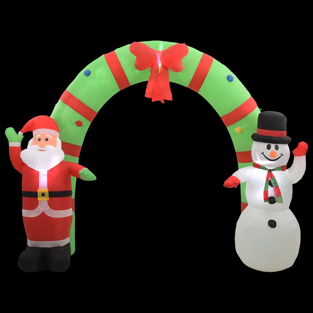 Vidaxl kerstboog kerstman en sneeuwpop opblaasbaar led 223 cm