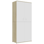 VidaXL Schoenenkast 80x39x178 cm bewerkt hout wit en sonoma eikenkleur